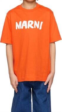 NEW MARNI kids logo print t-shirt in orange